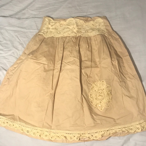 Other - Cream Embroidered Flower Skirt